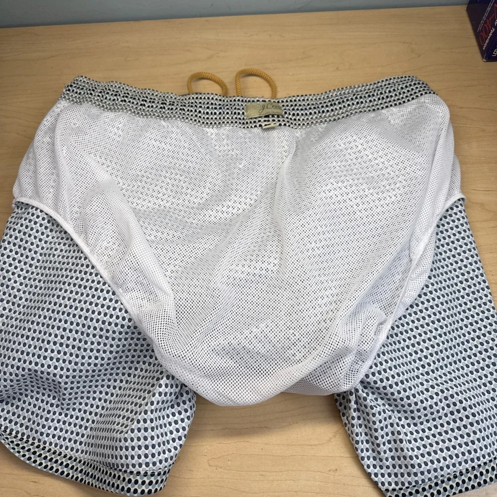 J by J.Crew Flex Swimwear Trunks Drawstring Mesh Lined Geometric Pattern Men's L